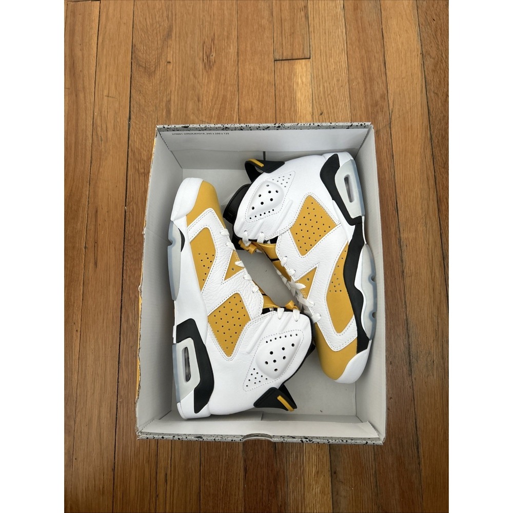 Nike Air Jordan 6 Retro White Yellow Ochre Black CT8529-170 sz 10 Men's